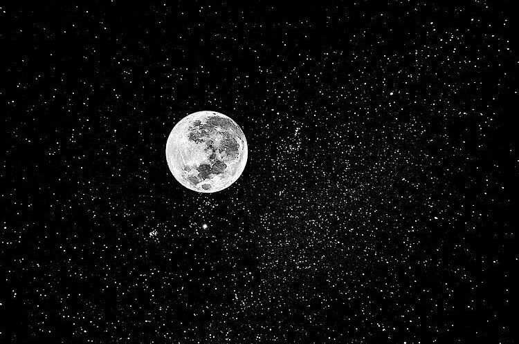 Moon and star field projection artwork